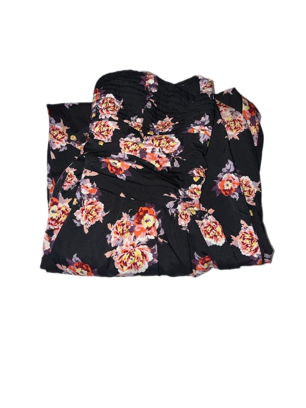 Band of Gypsies Black Coral Floral Strapless Wide Leg Jumpsuit Size M - Picture 2 of 10